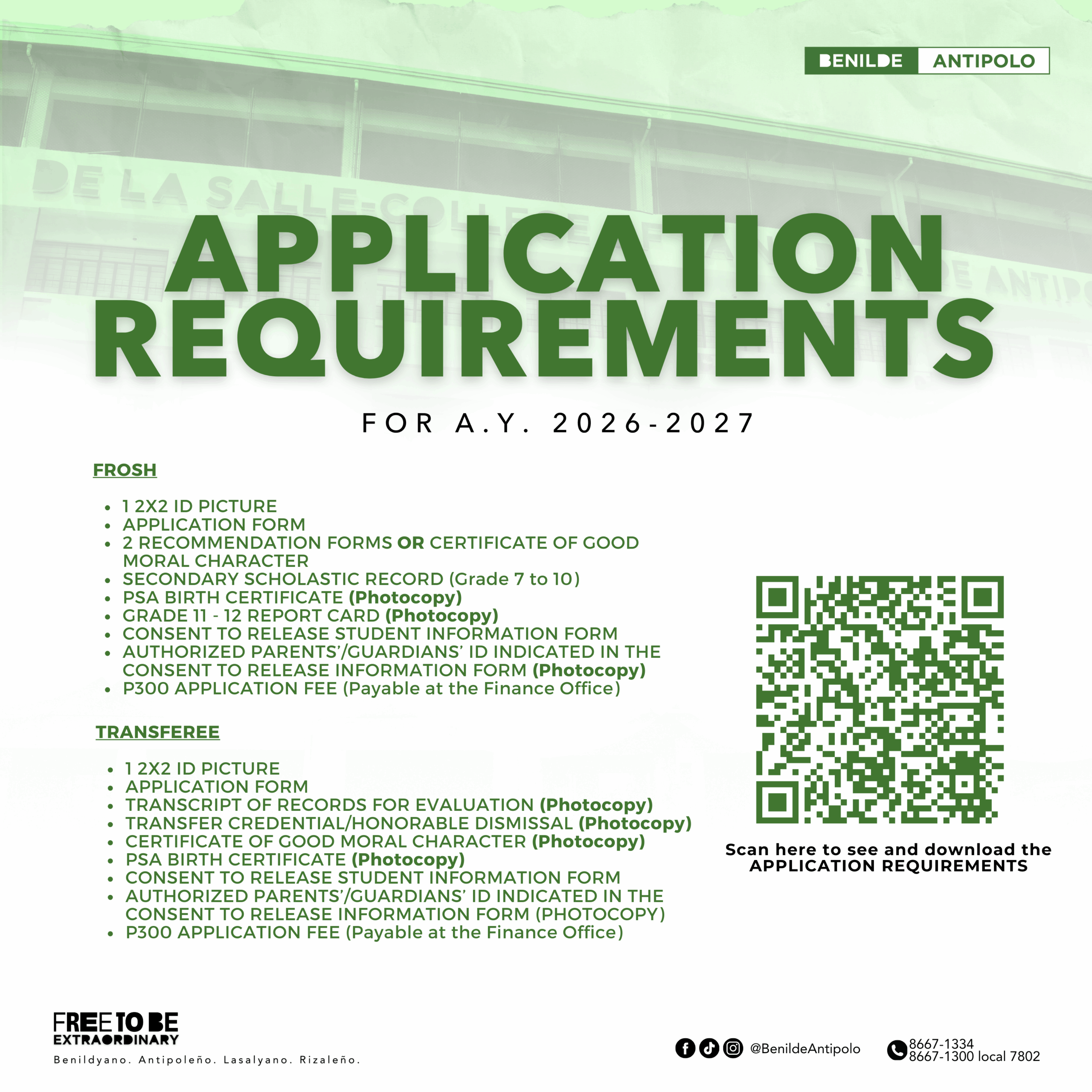 Benilde Antipolo Requirements